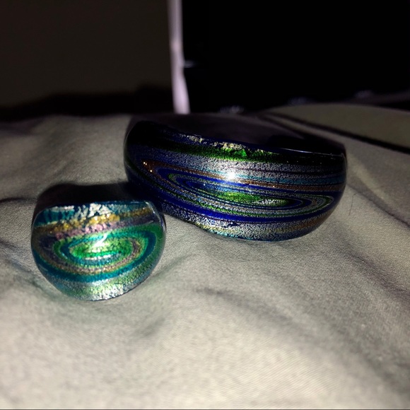 Glass Bangle and Ring Set - Picture 1 of 8